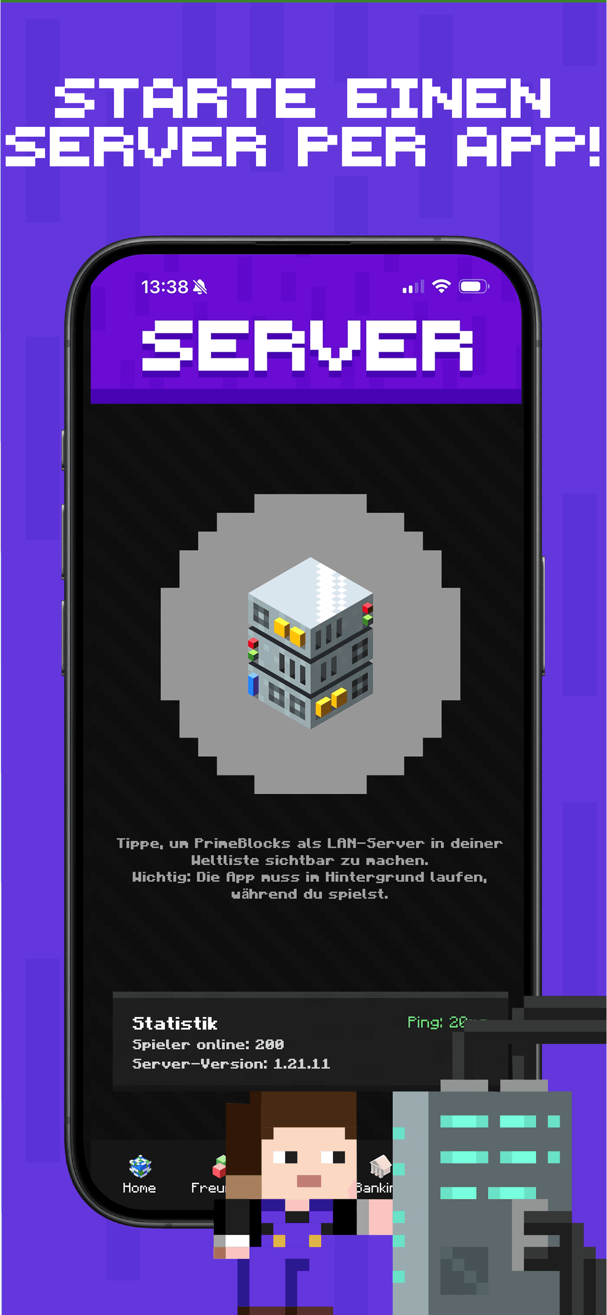 PrimeBlocks-App: PrimeBlocks als LAN-Server für deine Konsole sichtbar machen.