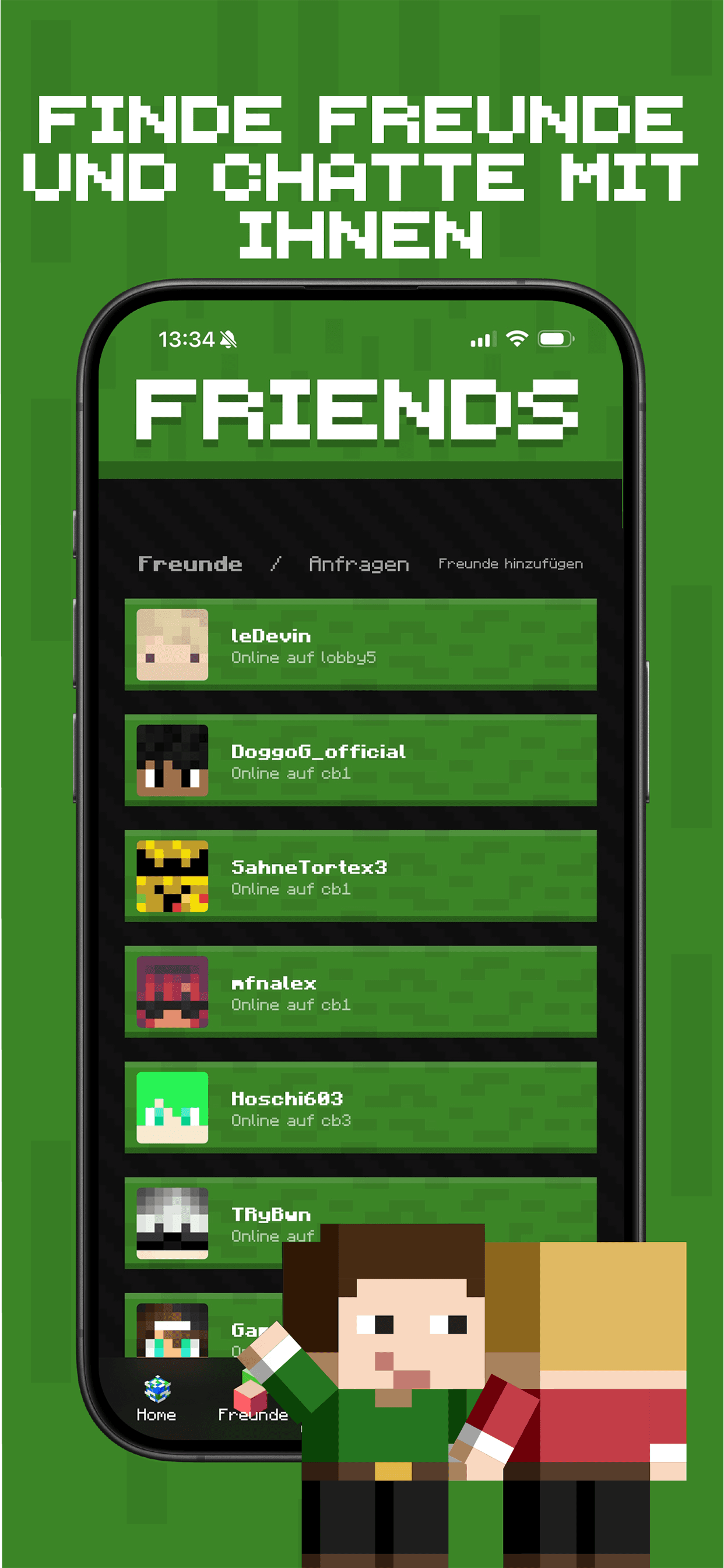 PrimeBlocks-App: Freunde finden, ihren Online-Status sehen und mit ihnen chatten.
